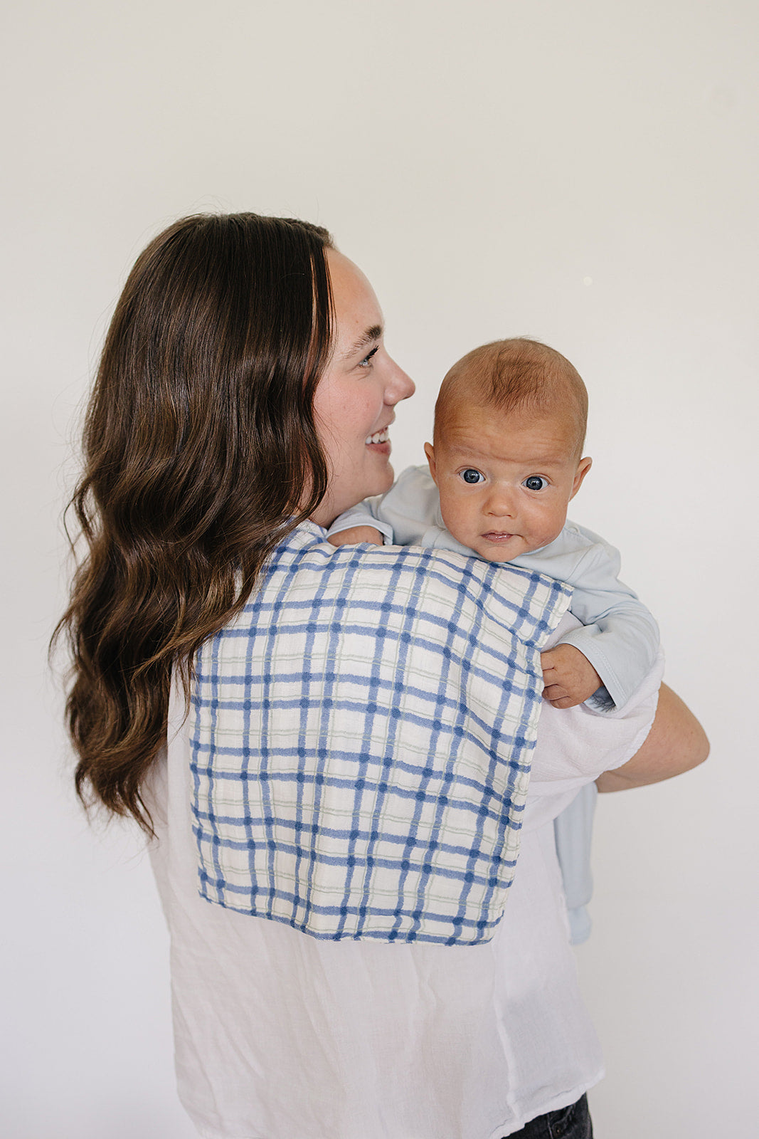 Blue & Green Plaid Muslin Burp Cloth