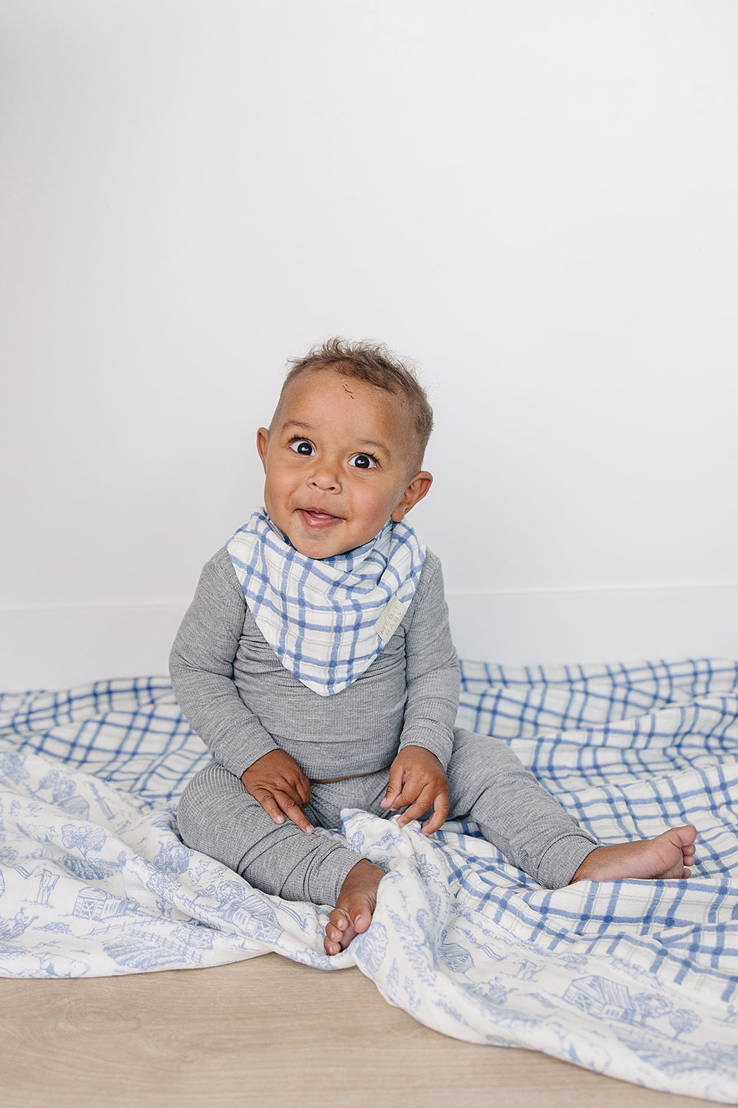 Blue & Green Plaid Classic Muslin Bib