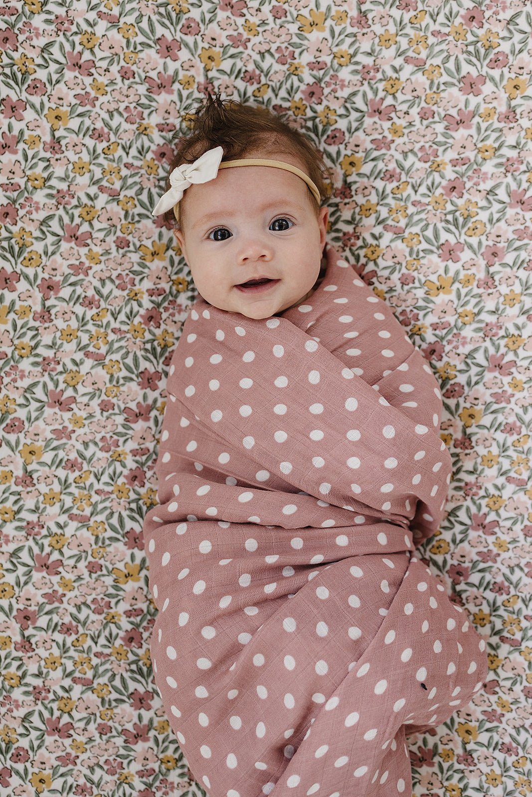 Pink Polka Dot Muslin Swaddle Blanket