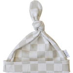Taupe Checkered Newborn Knot Hat