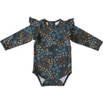 Navy Floral Ruffle Sleeve Bodysuit
