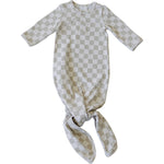 Taupe Checkered Knot Gown