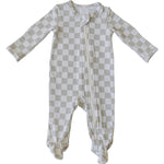 Taupe Checkered Zipper