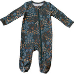 Navy Floral Zipper