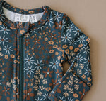 Navy Floral Zipper