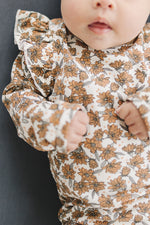 Magnolia Print Ruffle Sleeve Bodysuit