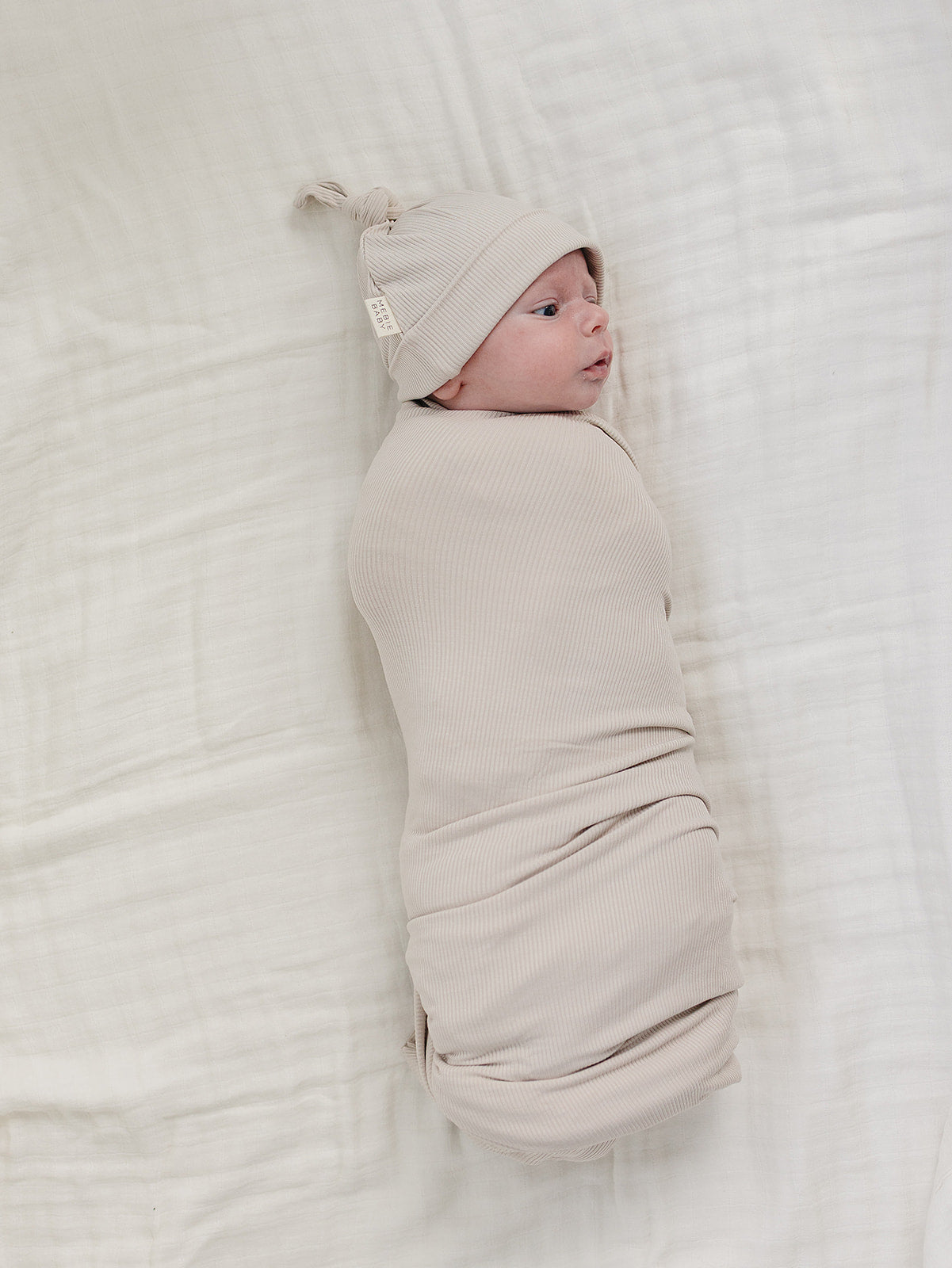 Taupe Ribbed Bamboo Newborn Knot Hat