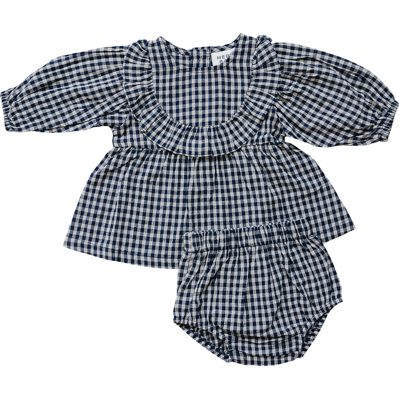Mebie Baby Gingham Long Sleeve Ruffle Linen Dress 4T Mebie Baby Gingham Long Sleeve Ruffle Linen Dress 4T