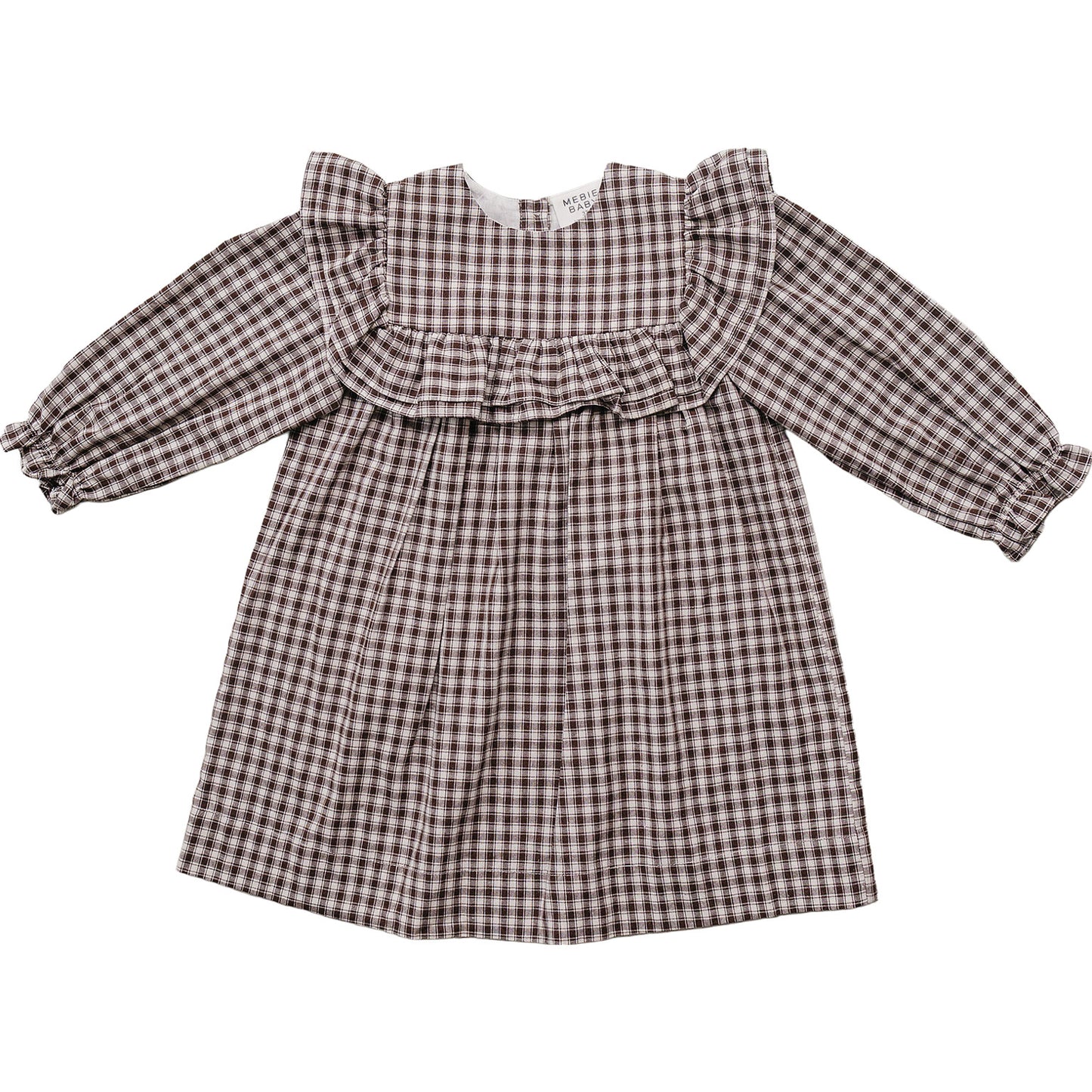Brown Gingham Ruffle Dress