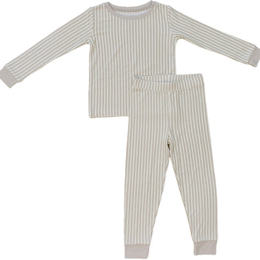 Taupe Stripe Ribbed Bamboo Cozy Set