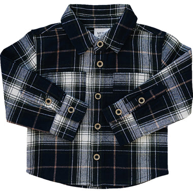 Navy Plaid Button Up Shirt