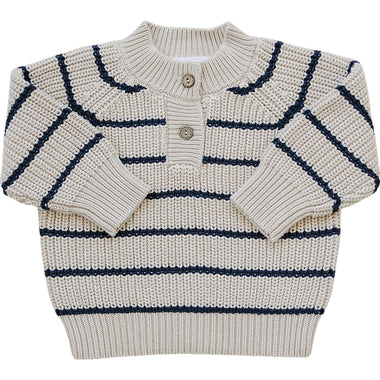 Stripe Button Knit Sweater