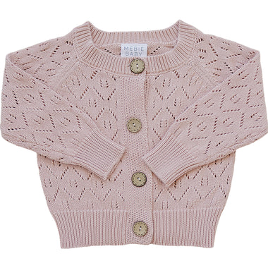 Pink Pointelle Button Down Cardigan