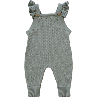 Green Ruffle Knit Overalls