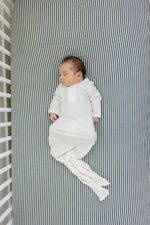 Green Stripes Muslin Crib Sheet