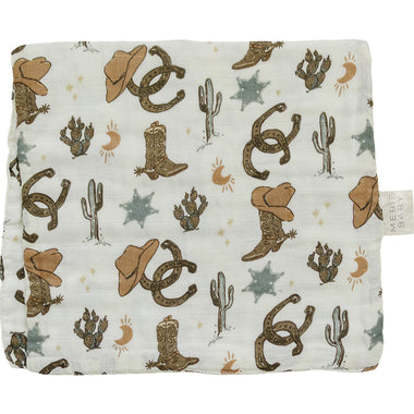 Outlaw Cowboy Muslin Burp Cloth