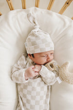 Taupe Checkered Newborn Knot Hat