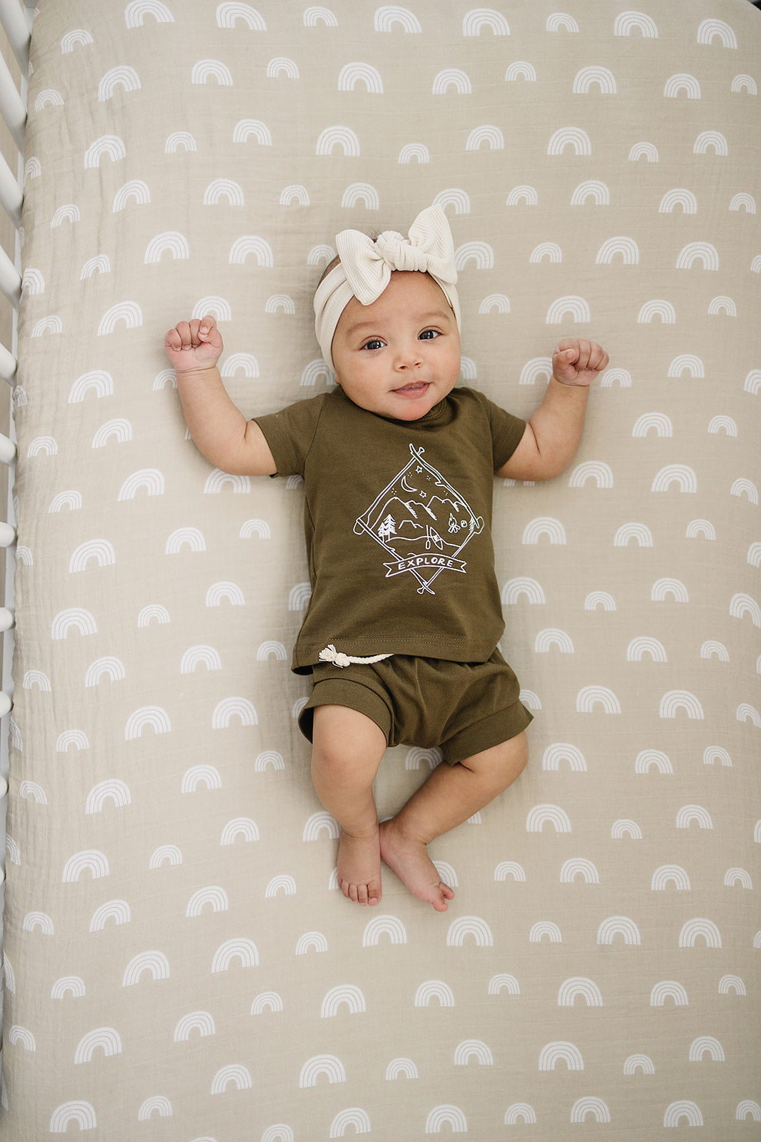 Sand Rainbow Muslin Crib Sheet