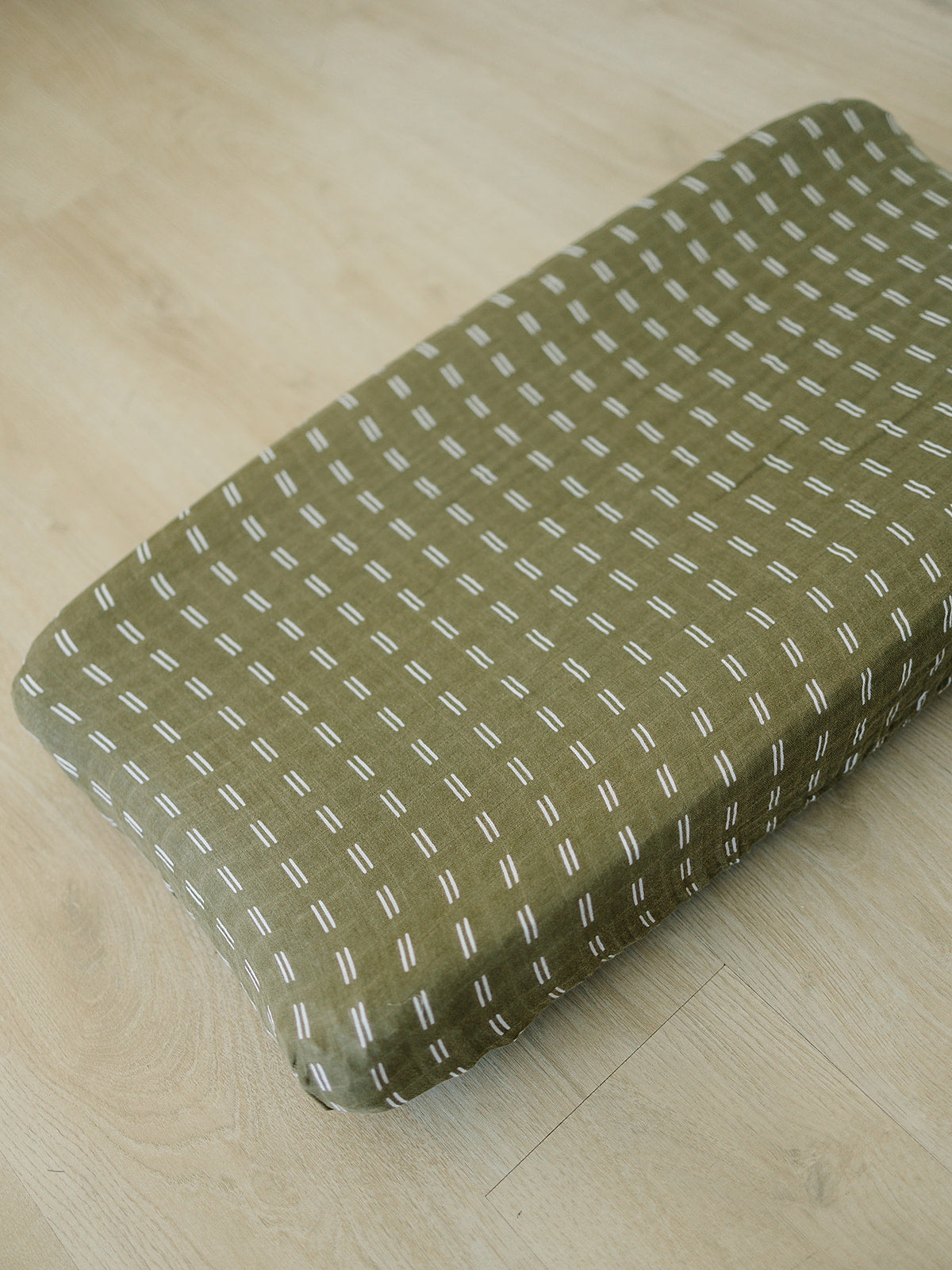 Olive Strokes Muslin Changing Pad Cover