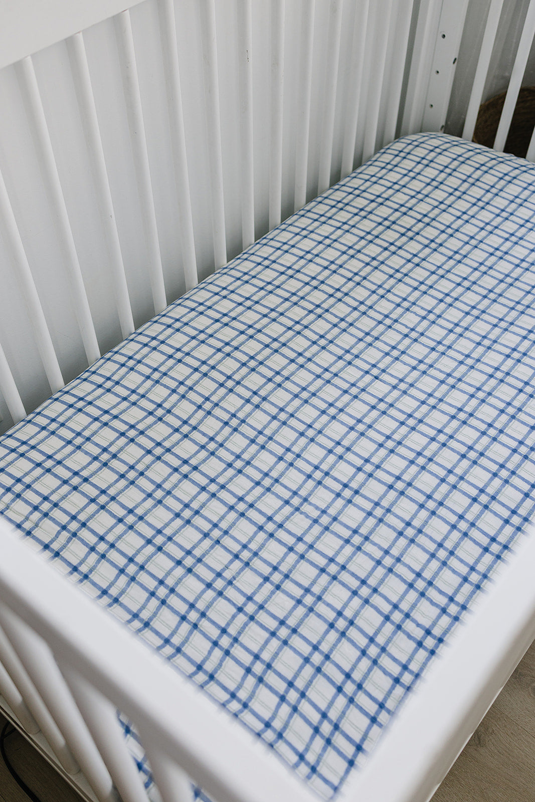 Blue & Green Plaid Muslin Crib Sheet