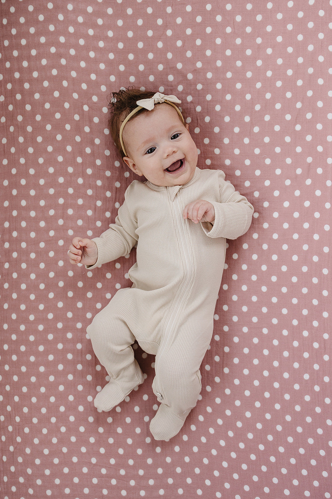 Pink Polka Dot Muslin Crib Sheet