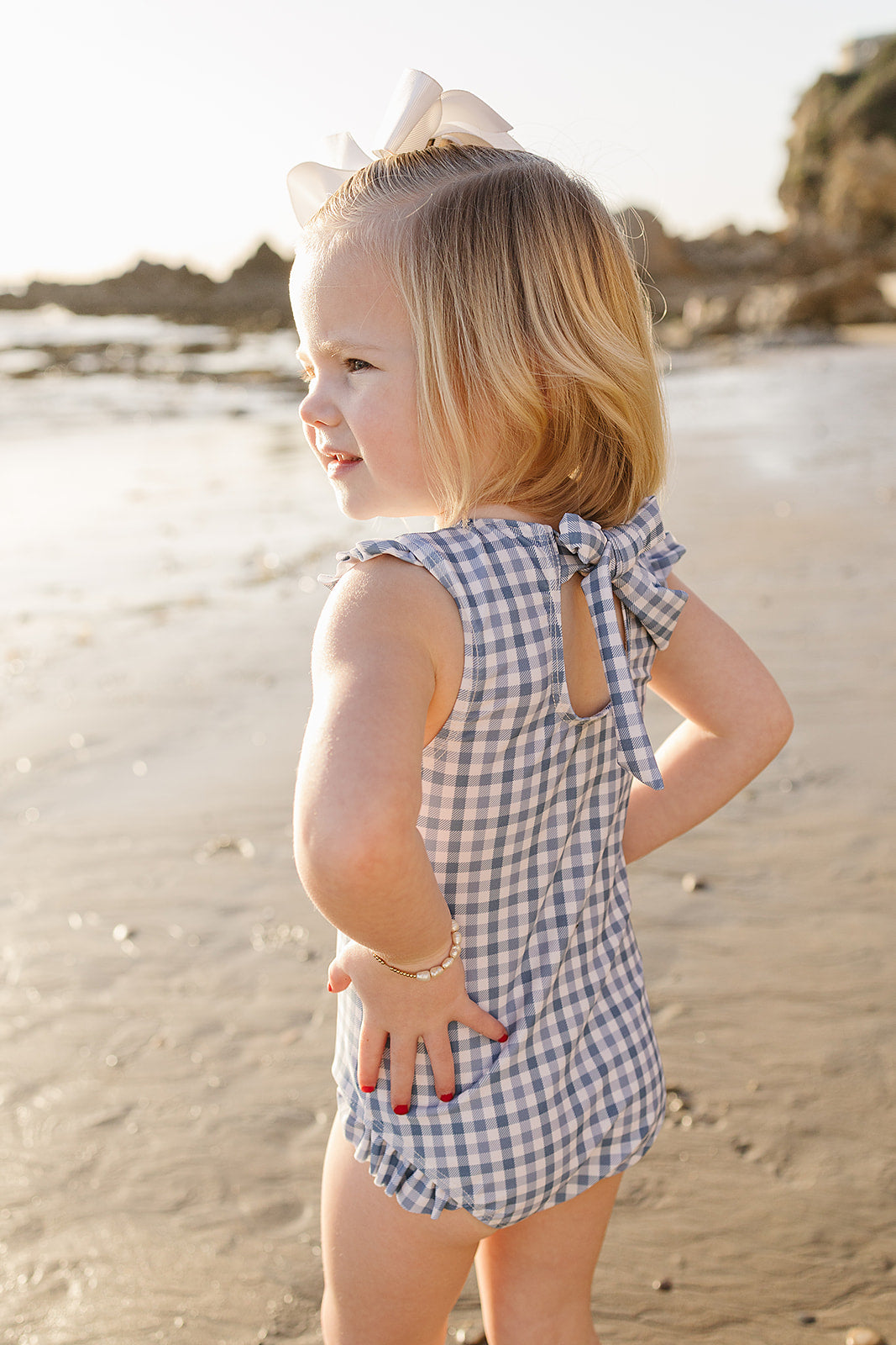 Light Blue Gingham One-Piece