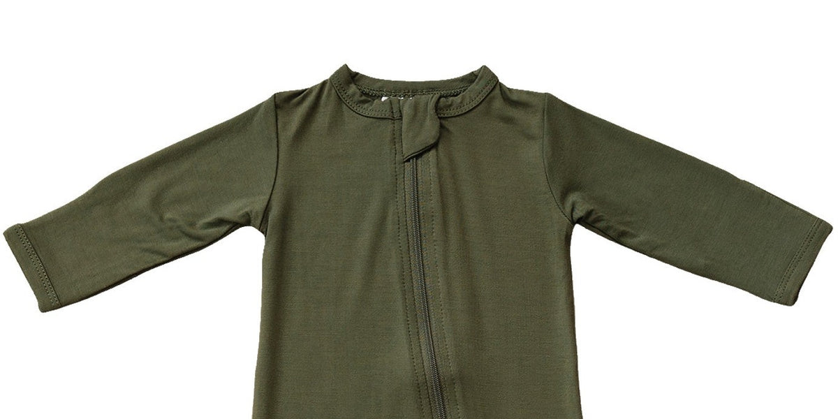 Mebie Baby Olive Bamboo Zipper Gender Neutral