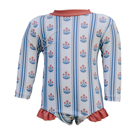 Block Print Floral One Piece Swimsuit