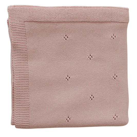 Blush Pink Pointelle Knit Blanket