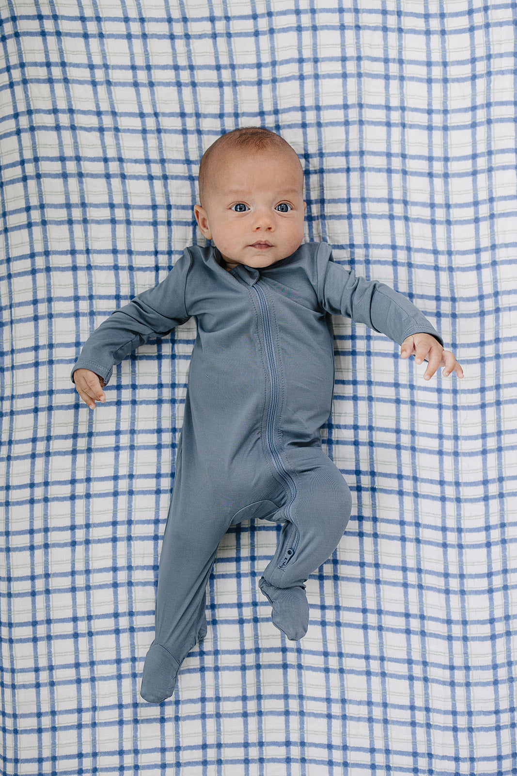 Blue & Green Plaid Muslin Crib Sheet