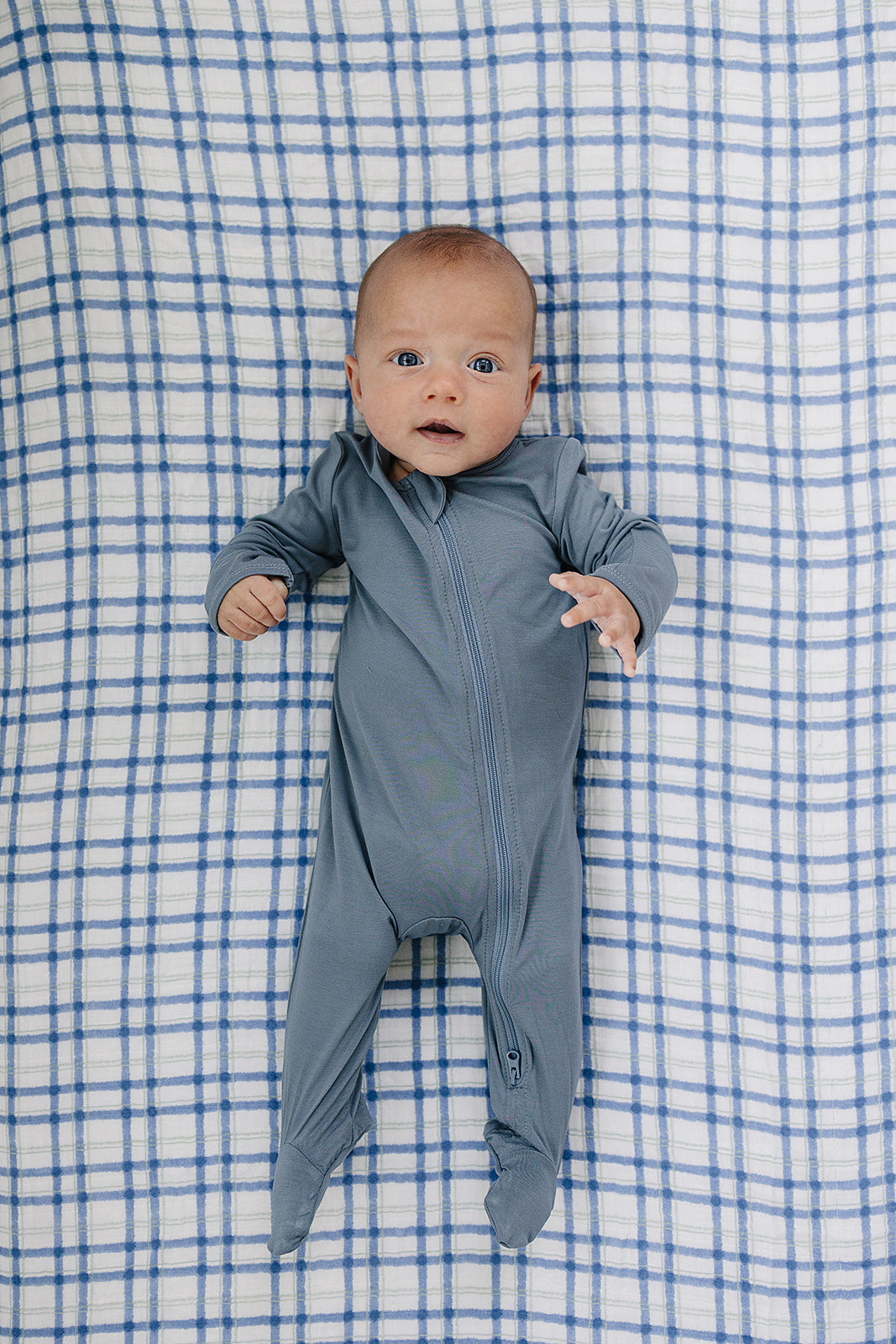 Blue & Green Plaid Muslin Crib Sheet