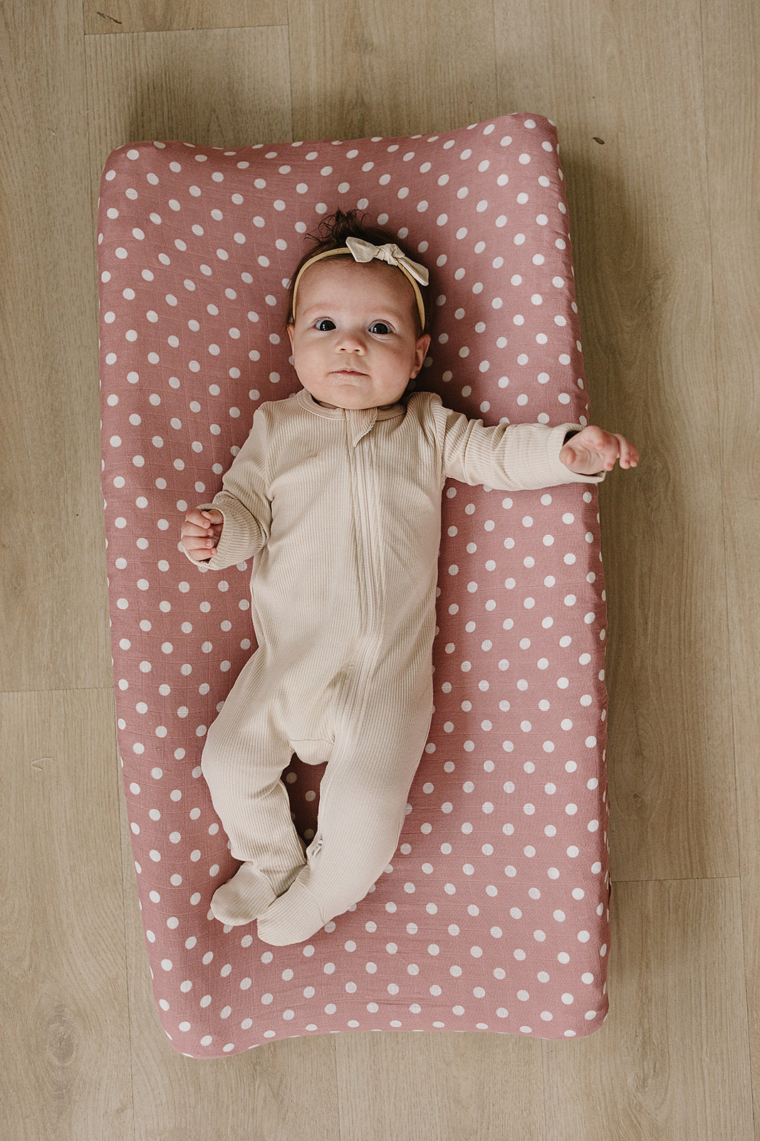 Pink Polka Dot Muslin Changing Pad Cover