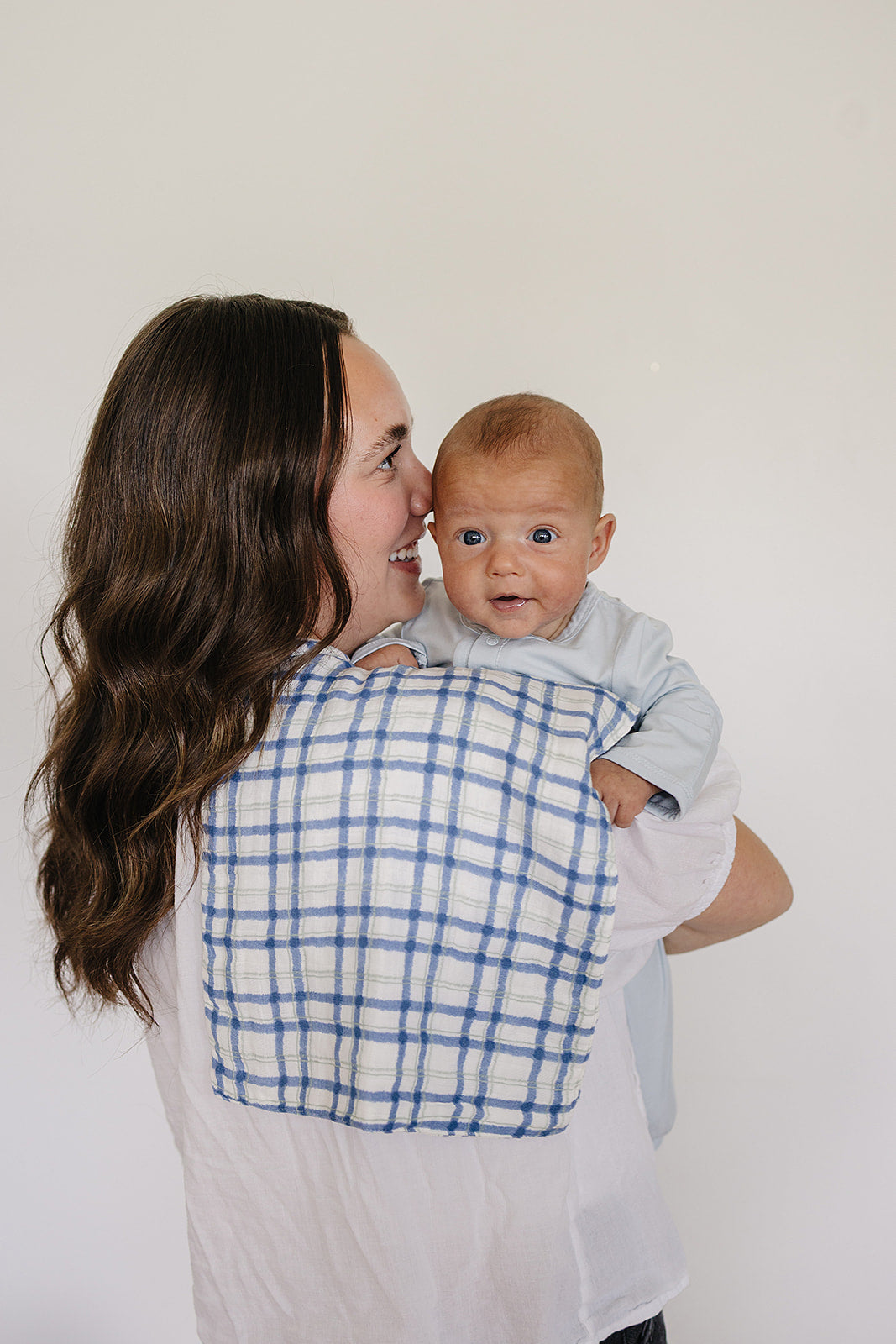 Blue & Green Plaid Muslin Burp Cloth
