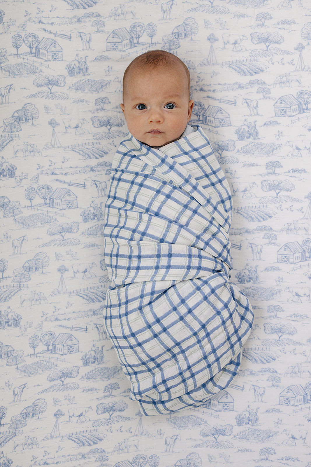 Farm Toile Muslin Crib Sheet