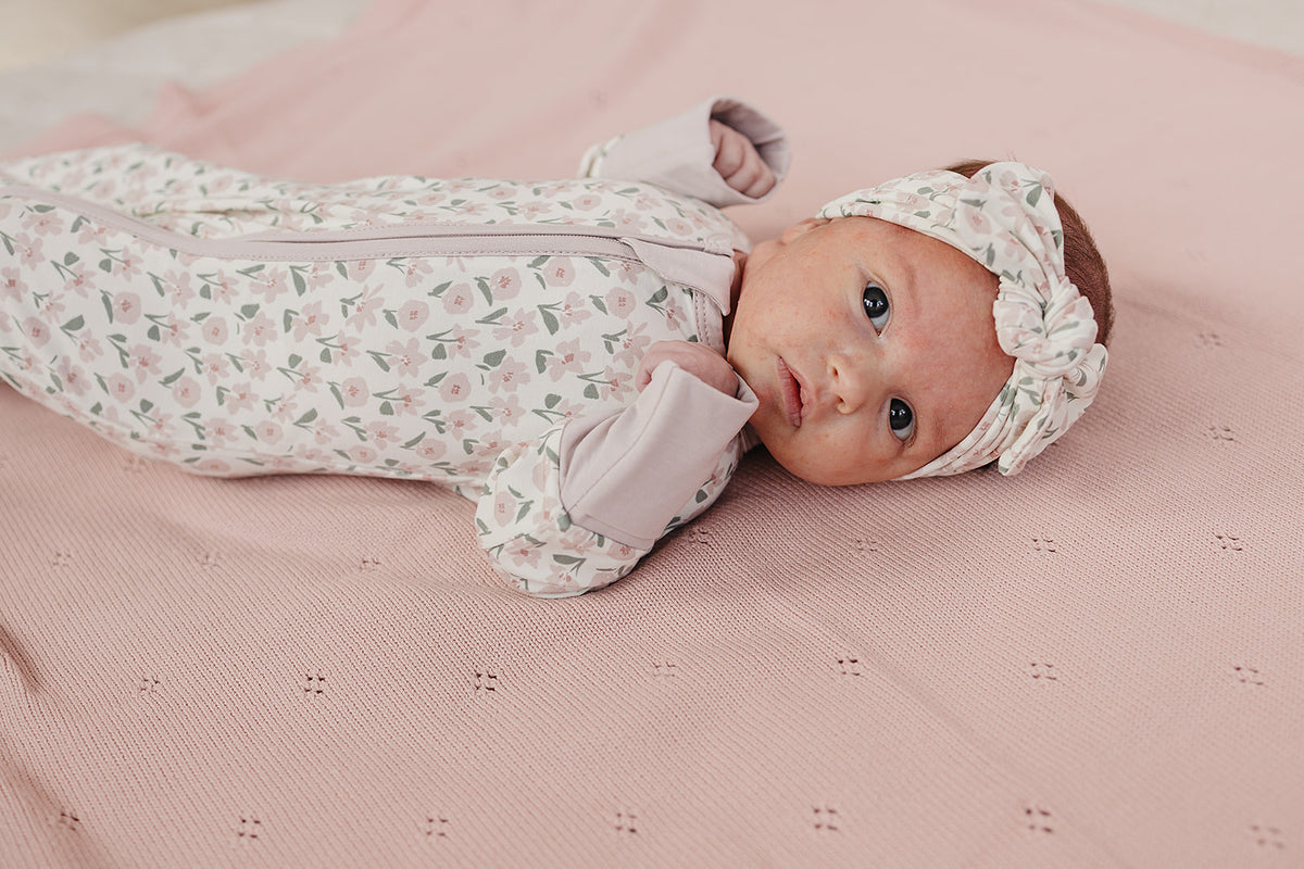 Pink Petal Floral Bamboo Zipper