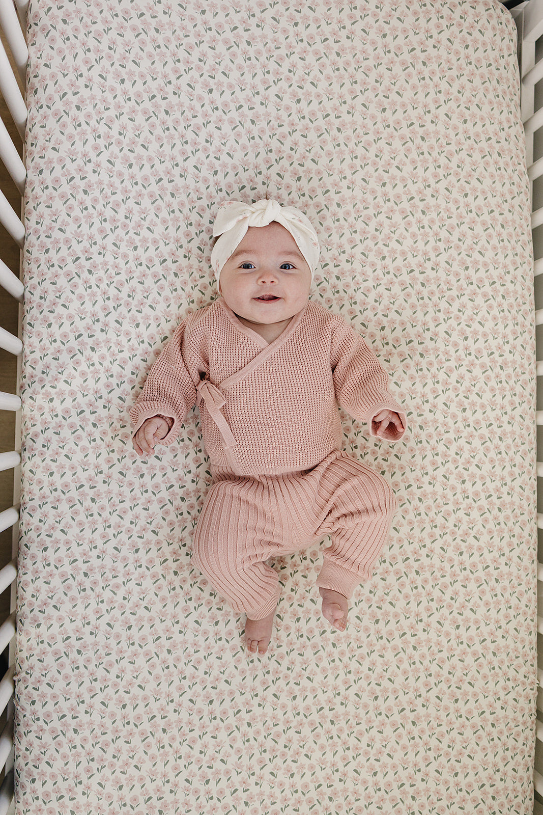 Pink Petal Floral Bamboo Stretch Crib Sheet