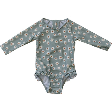 Light Green Daisy Long Sleeve One-Piece