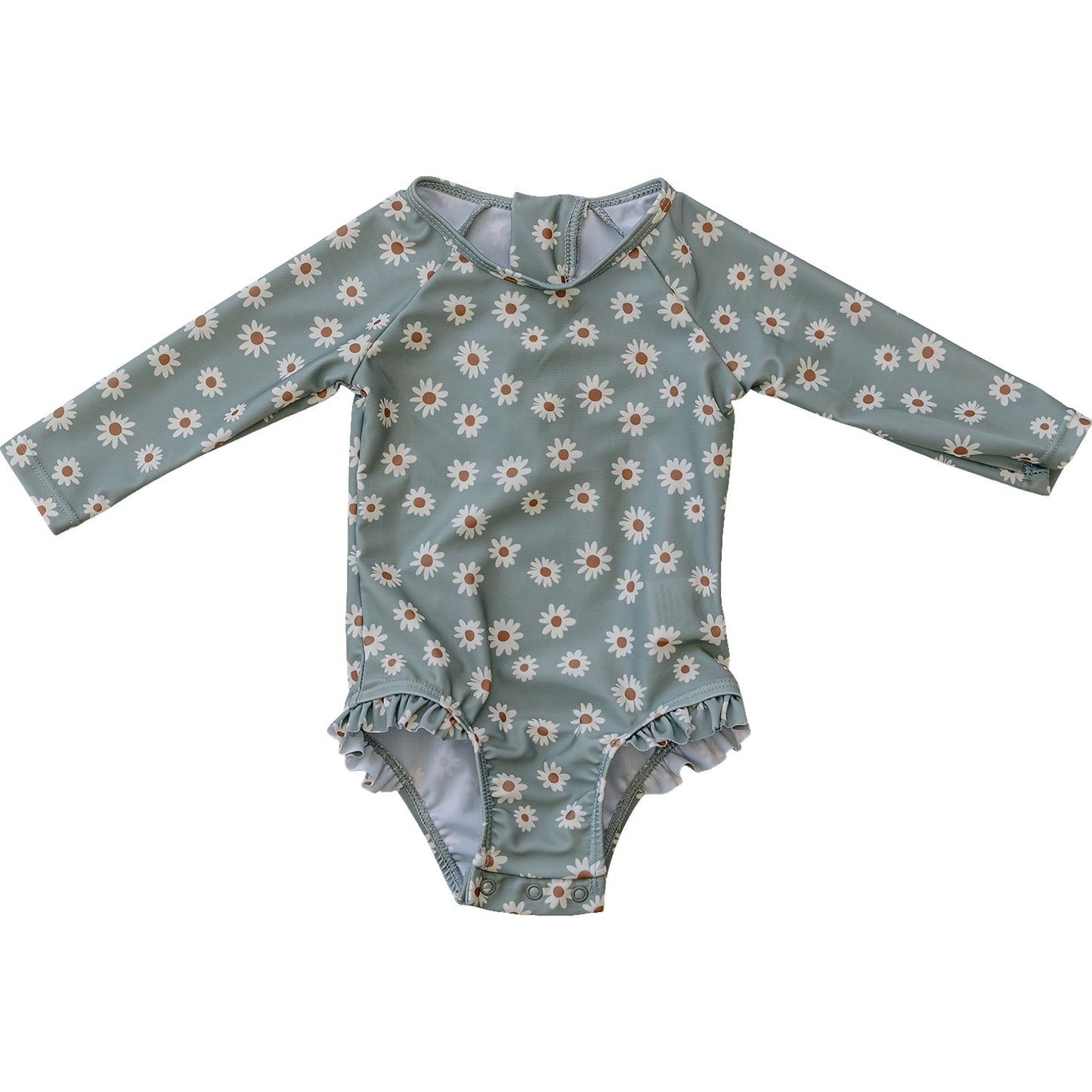 Light Green Daisy Long Sleeve One-Piece