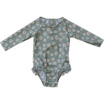Light Green Daisy Long Sleeve One-Piece