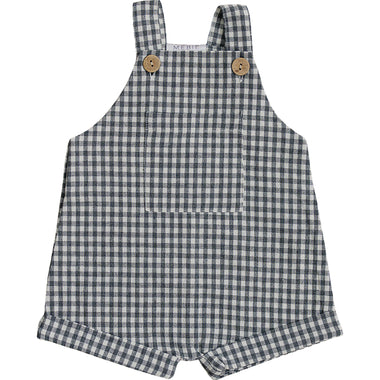 Gingham Short Linen Overalls