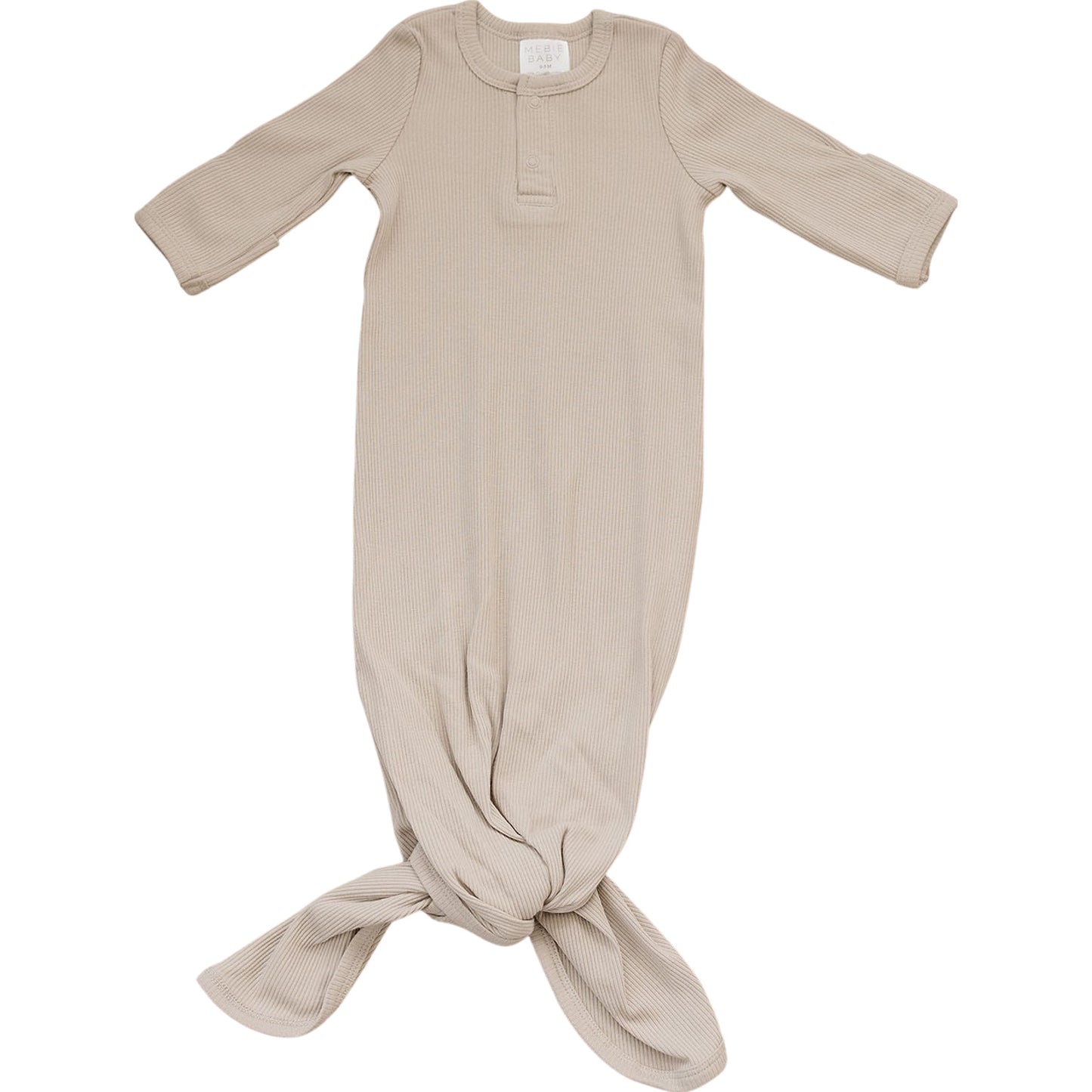 Oatmeal Organic Cotton Ribbed Knot Gown – Mebie Baby