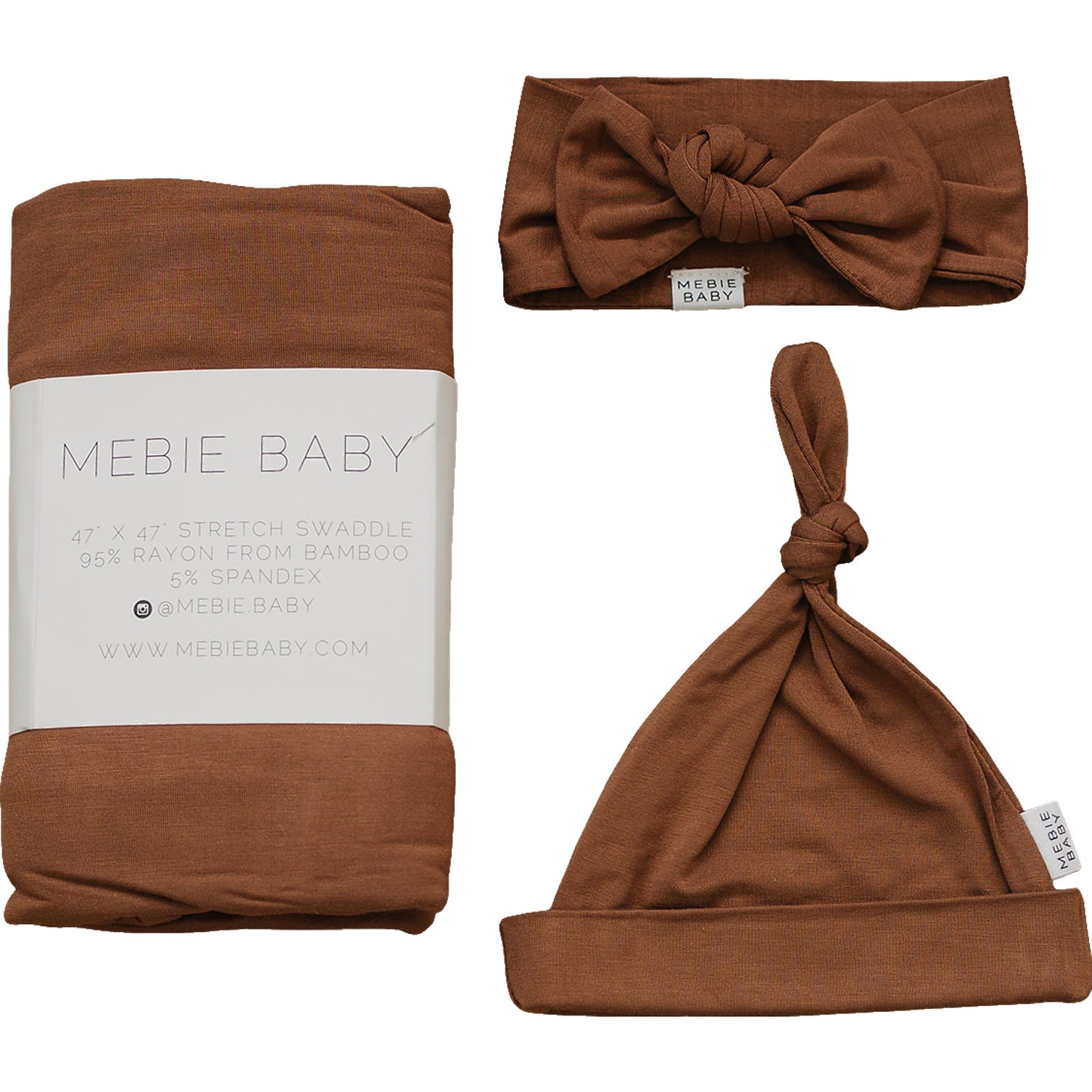 Mebie Baby Rust Bamboo Hat OR Head Wrap Set
