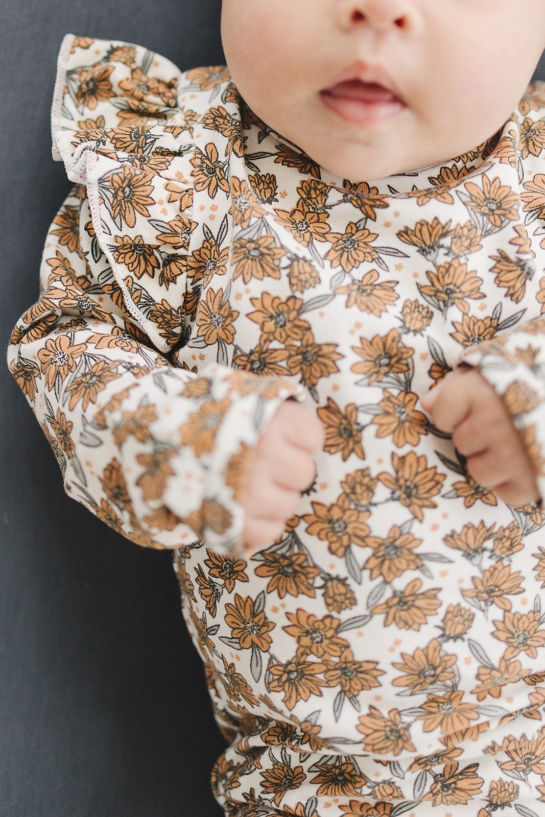 Magnolia Print Ruffle Sleeve Bodysuit