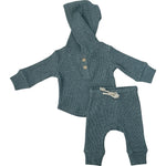 Charcoal Waffle Hooded Two-piece Set