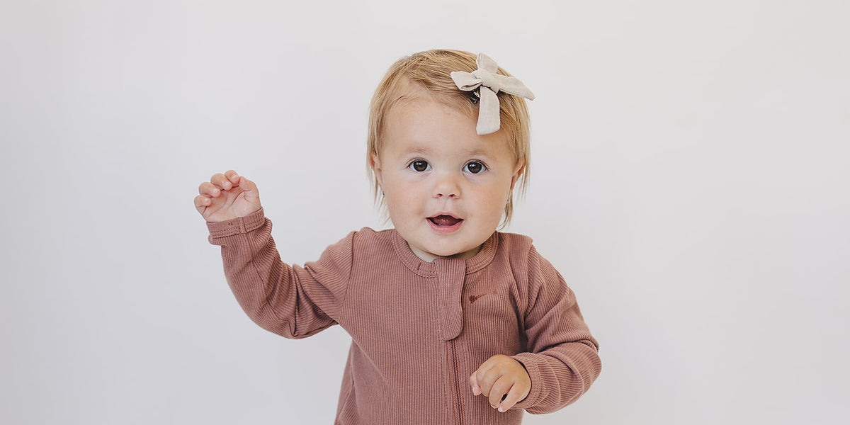 Mebie Baby Dusty Rose Organic Cotton Ribbed Zipper