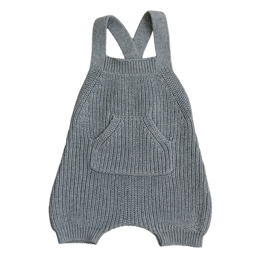 Grey Pocket Knit Overalls