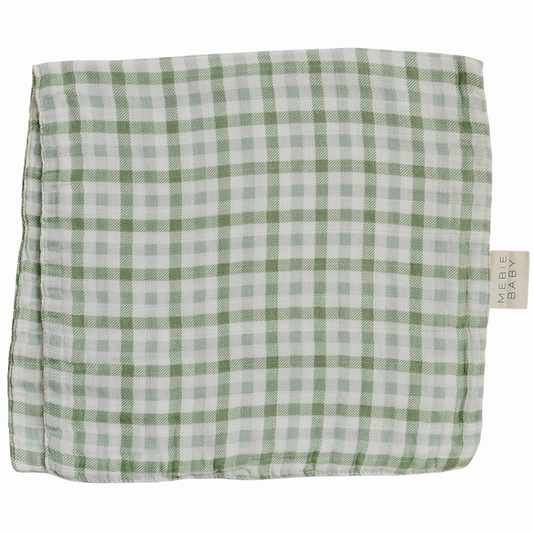 Green Gingham Muslin Burp Cloth