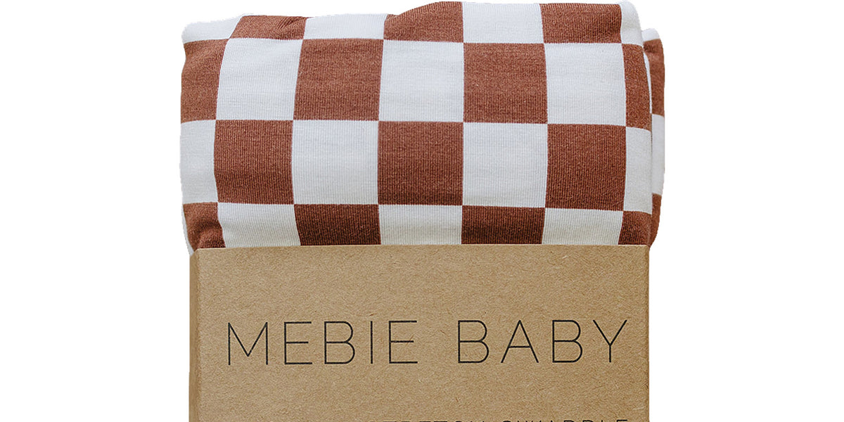 Mebie Baby Rust Checkered Bamboo Stretch Swaddle