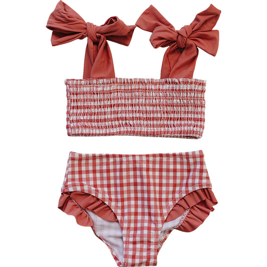 Gingham Ruched Bikini Set