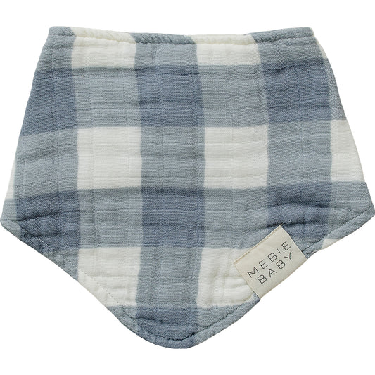 Dusty Blue Gingham Muslin Bib